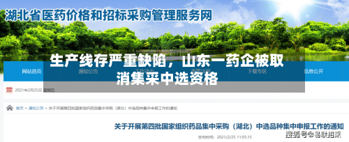 生产线存严重缺陷，山东一药企被取消集采中选资格-第3张图片